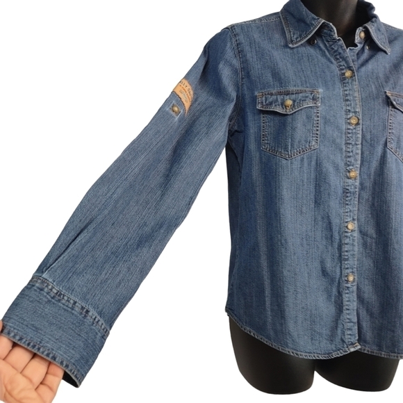 Vintage Harley-Davidson Women's Blue Denim Button Down Shirt Size M - Picture 6 of 12